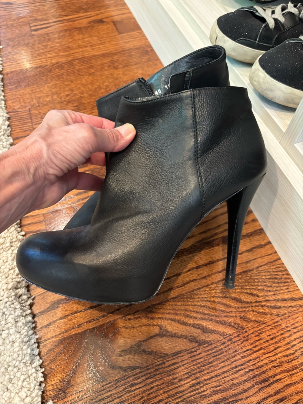 Stuart Weitzman Black Leather Stiletto Ankle Booties